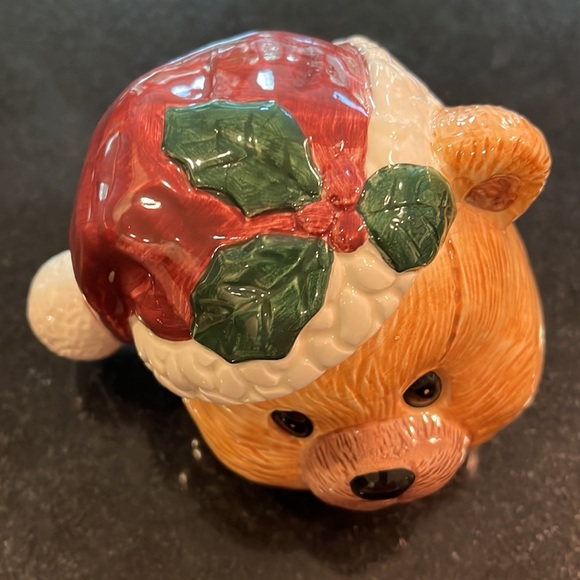 Christmas Teddy Bear Teapot W/tree & Gifts Holiday Ceramic Hand - Picture 13 of 13